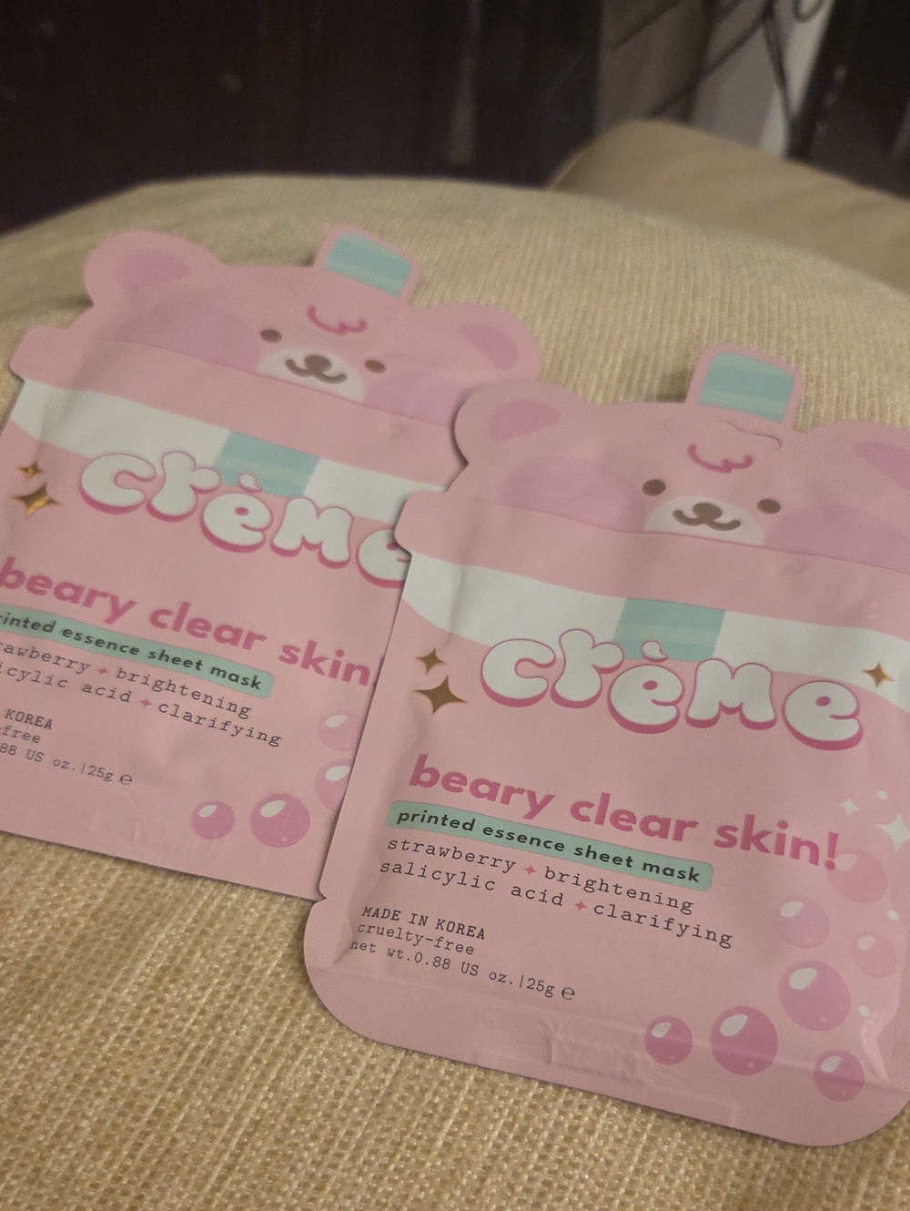 Crème Beary Clear Skin! 2 Strawberry Sheet Mask (Pink)